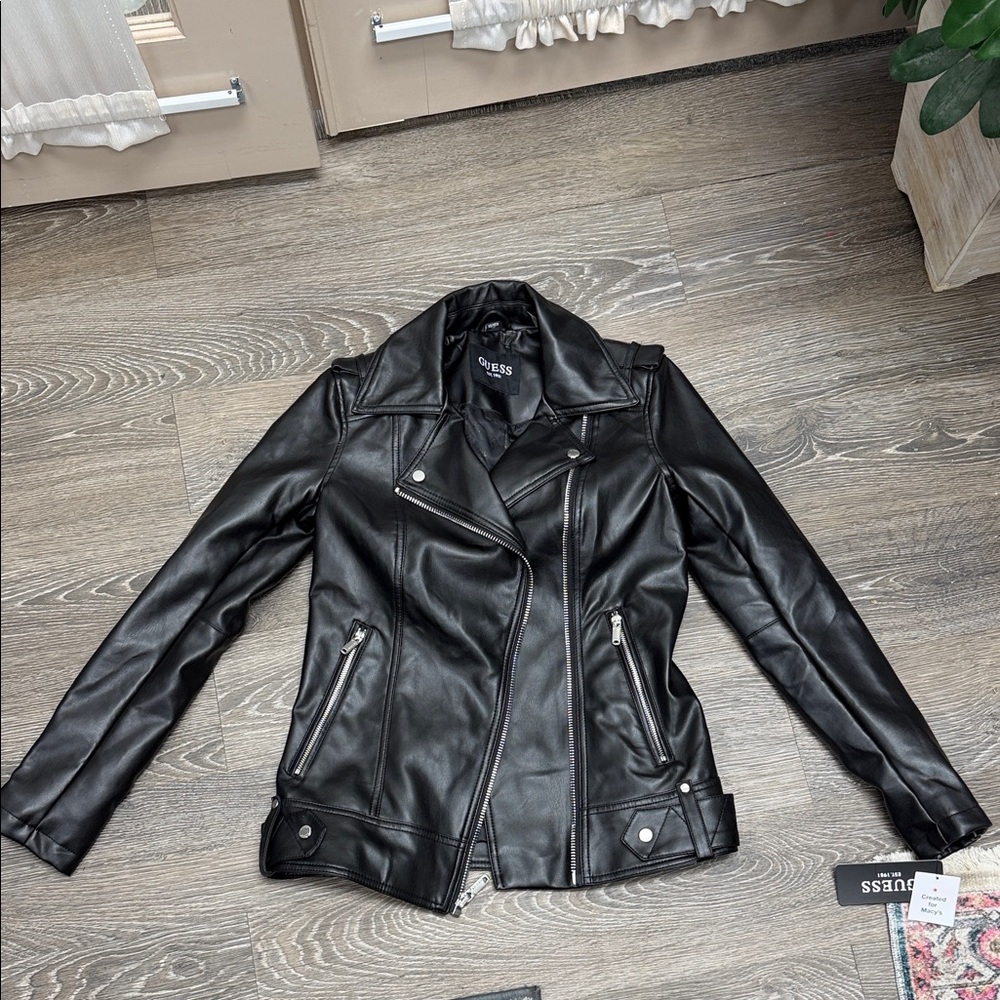 Guess Women's Sleek Black Leather Jacket